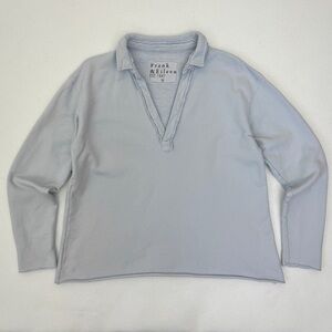 Frank & Eileen Patrick Triple Fleece Pullover Size M Shirting Blue 100% Cotton